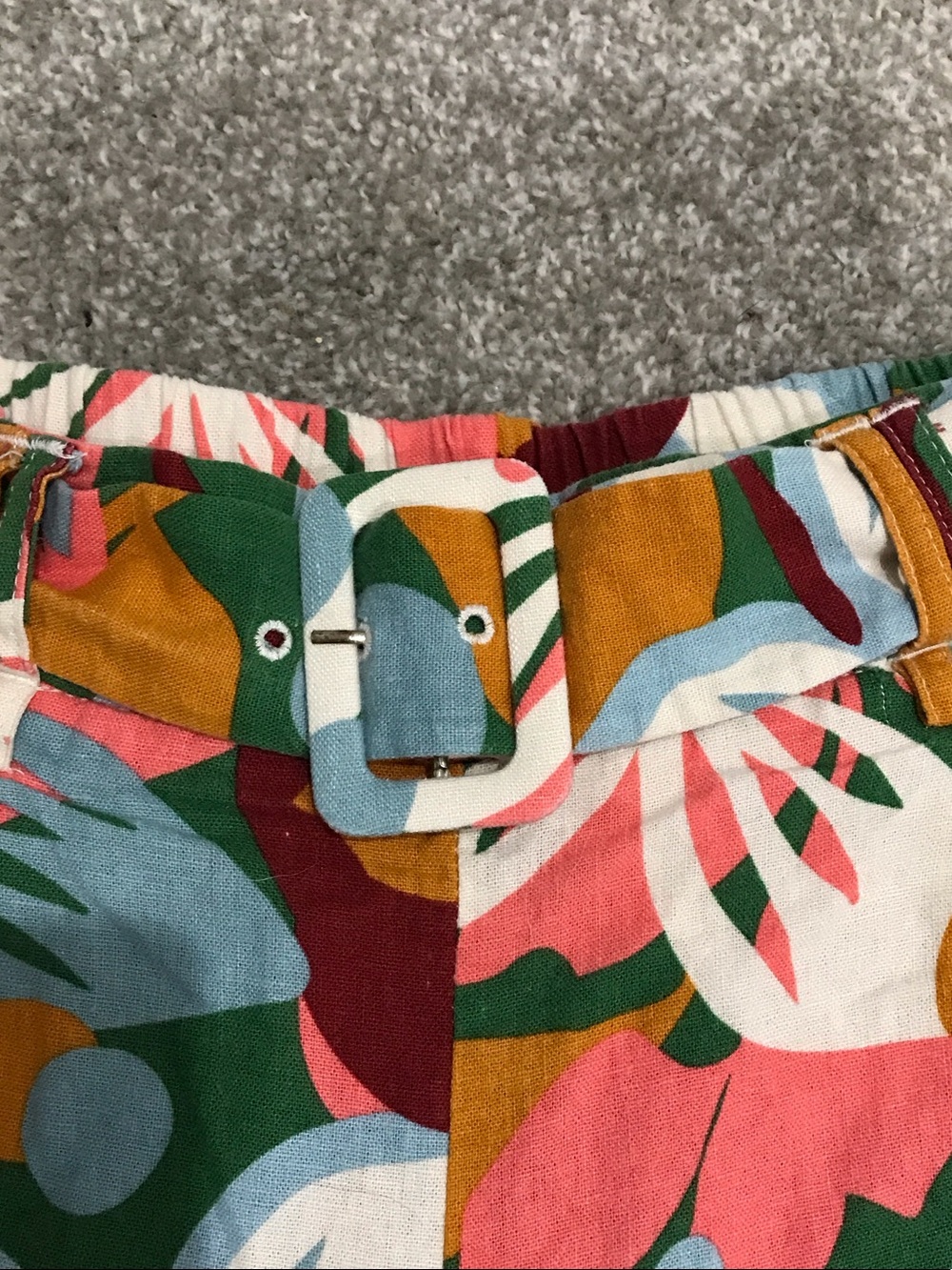 High-Rise Floral Bermuda Shorts in Green/Pink/Gold - Picture 2 of 8